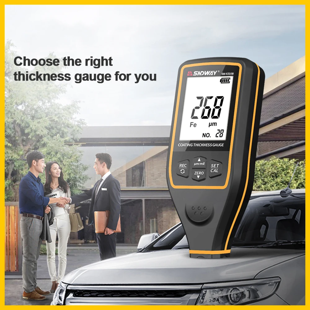 SNDWAY Digital Thickness Guage Paint Film Coating Tester Thickness gauges SW-6310A 0~1700um Auto Paint Gauge