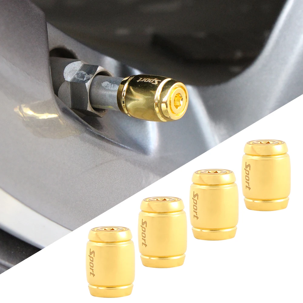DSYCAR 1Set Fashion Zinc Alloy Anti-theft Sport Car Tire Valve Caps Wheel Tires Tire Stem Air Cap Airtight Cover for Car Styling