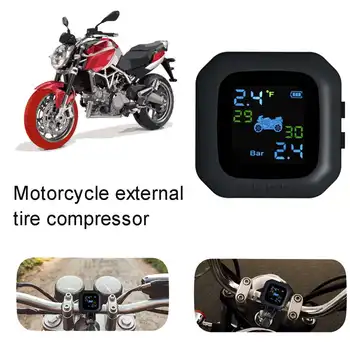 

Motorcycle external Tire Pressure Monitoring System TPMS LCD +2 External Sensors Wireless Motorcycle Tyre External Sensors