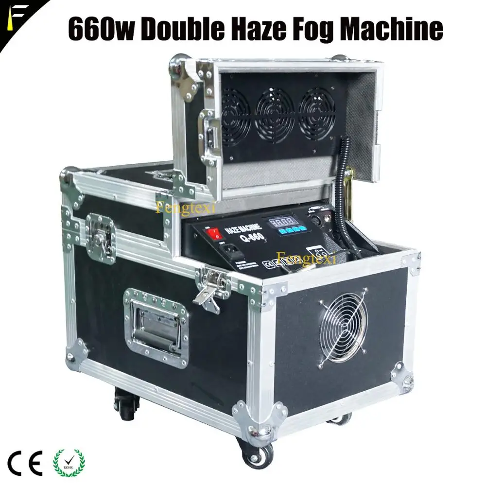 Black Flight Case ЖК 660 Вт двойной туман диффузии дымка машина Установка Свадебный Опора сценический свет тумана устройство специальный эффект сухой лед смога машина - Цвет: Black Flight Case