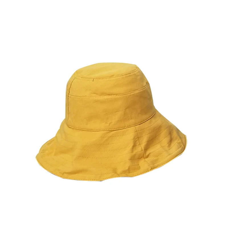 Ms. Bucket Hat Женская летняя одежда в японском стиле однотонная хлопковая Панама Складная уличная Солнцезащитная большая шляпа YFM03 - Цвет: Цвет: желтый