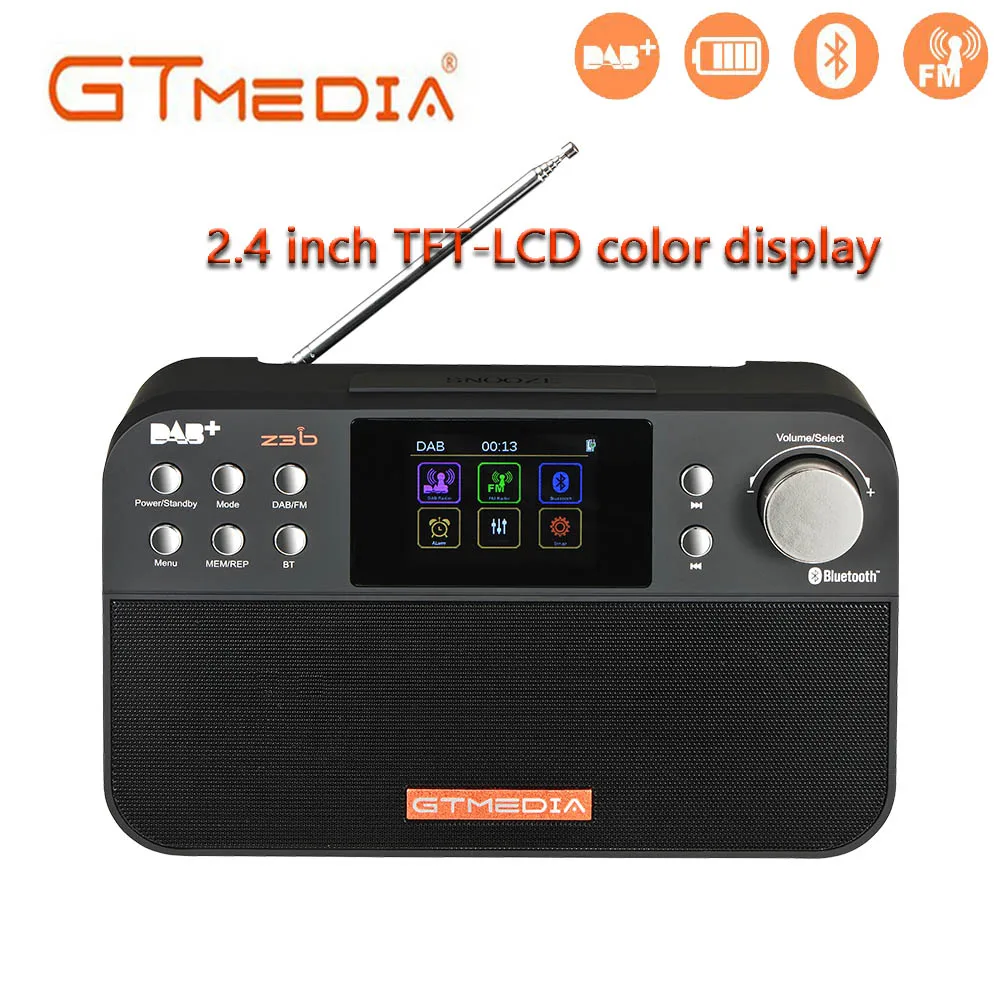GTMEDIA Z3B Z3 DAB+ приемник Портативный цифровой DAB FM стерео радио приемное устройство с 2,4 дюймов TFT Дисплей Bluetooth часы-будильник - Цвет: z3b