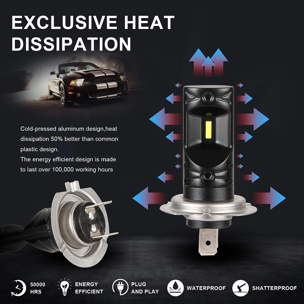 2 шт. 12V 50W Светодиодный Противотуманные фары Дневные Фары Светильник лампы H1 H4 H7 H8/11 9005 90056 5202 880 автомобилей головной светильник s фар дальнего света 6000K 1600Lm