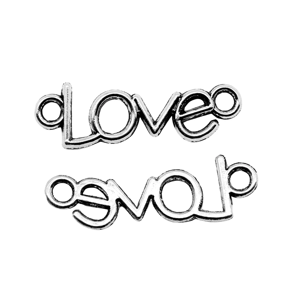 

WYSIWYG, 10 шт., 35x11 мм, подвески в виде любовных соединителей, аксессуары для ювелирных изделий, подвеска с античным посеребренным покрытием