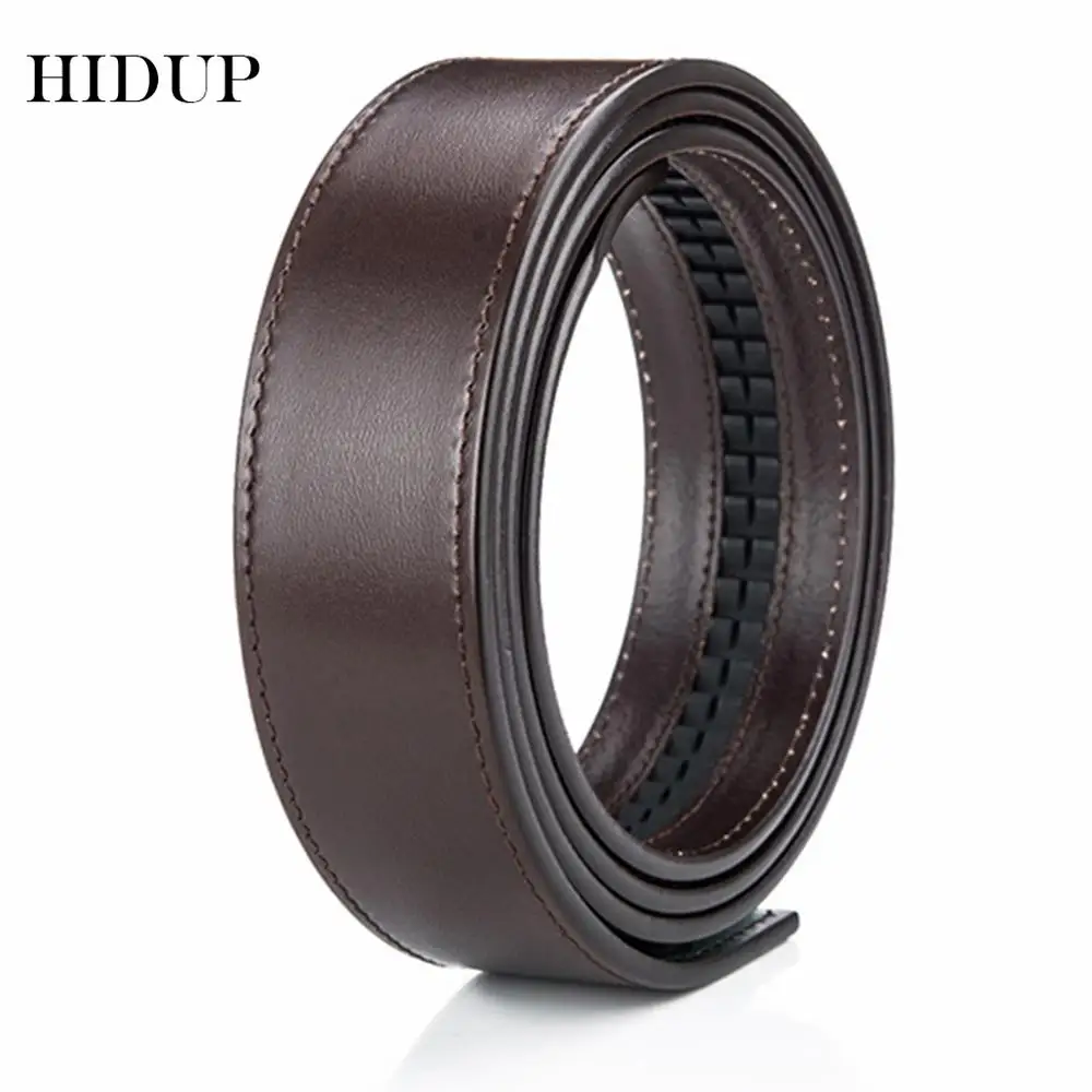 HIDUP Top Quality 100% Pure Cowhide Leather Automatic Styles Belts Men Strap Only Genuine Belt 35mm Width Without Buckle NWJ631 100% pure cowhide belt strap no buckle genuine leather belts without automatic buckle men wome   brown white high quality