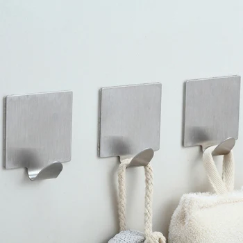 

4Pcs/Set Stainless Steel Self Adhesive Hooks Kitchen Bathroom Shower Hanger For Towel Key And Kitchenware New