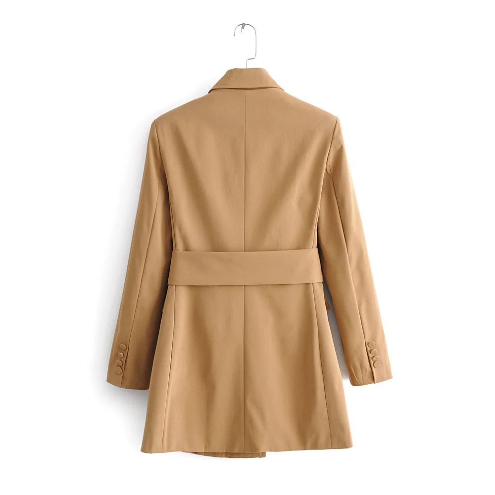 Yesexy/ осенне-зимний двубортный женский пиджак с поясом, длинный рукав, зазубренный воротник, Женская куртка VR1231