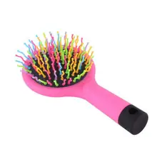 

50% Hot Sale 2 in 1 Girl Rainbow S-Curl Wave Brush Mirror Comb Anti-static Massage Hairbrush