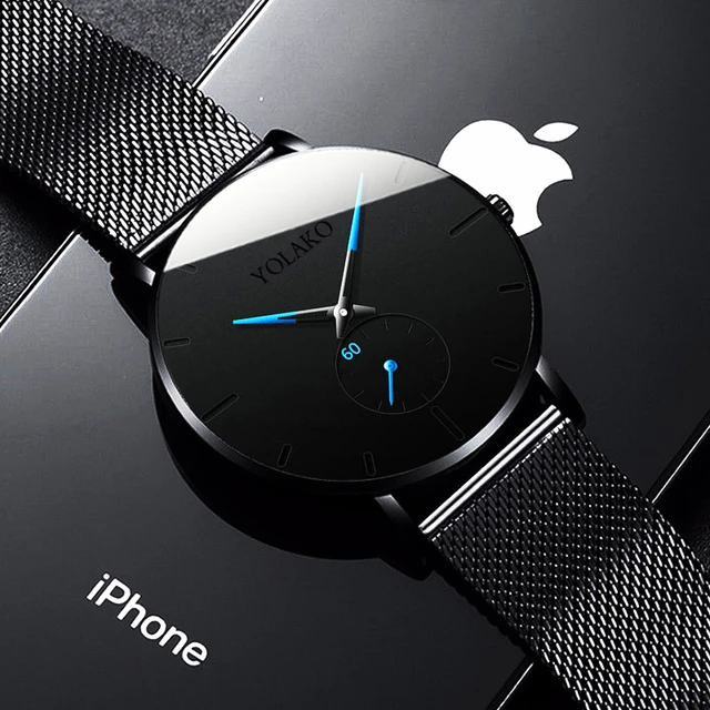 Reloj minimalista para hombre, cronógrafo de cuarzo, informal, sencillo, de  acero inoxidable, con correa de malla, a la moda, para negocios, 2023 -  AliExpress