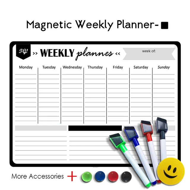 A3 Magnetic Weekly Planner Whiteboard Fridge Magnet 29.7*42cm Flexible Daily Message Drawing Refrigerator White Bulletin Board Weekly Planner