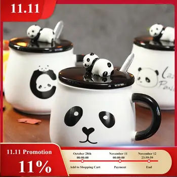 

Creative Cute Panda Ceramic Mug with Lid High Temperature Resistance Durable Milk Coffee Cup We Drink Water Cups Home Supplies