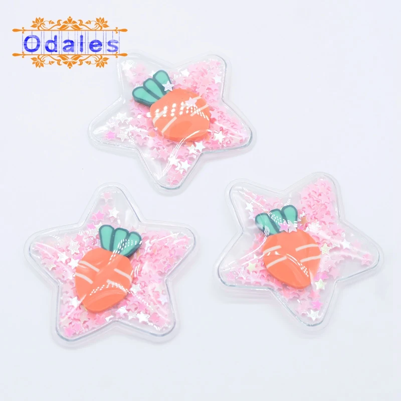 10Pcs Carrot Star Patches Sushi Dessert Mouse Applique Grapefruit Heart Accessory Cherry Rabbit BB Clips Decor Floret Strawberry - Цвет: Carrot Star