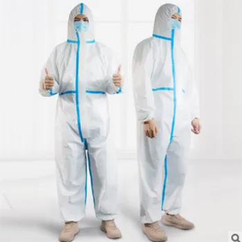 

SMS Disposable Coveralls Safety Isolation Clothing Medical Suit Hospital Protective Clothing White Dust-proof Coveralls (M, safe