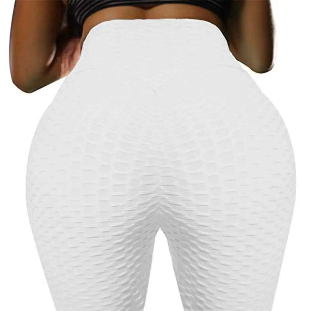 White JGS1996 штаны для йоги фитнес спортивные Леггинсы жаккардовые спортивные леггинсы женские брюки для бега Высокая талия для йоги облегающие спортивные брюки - Цвет: White