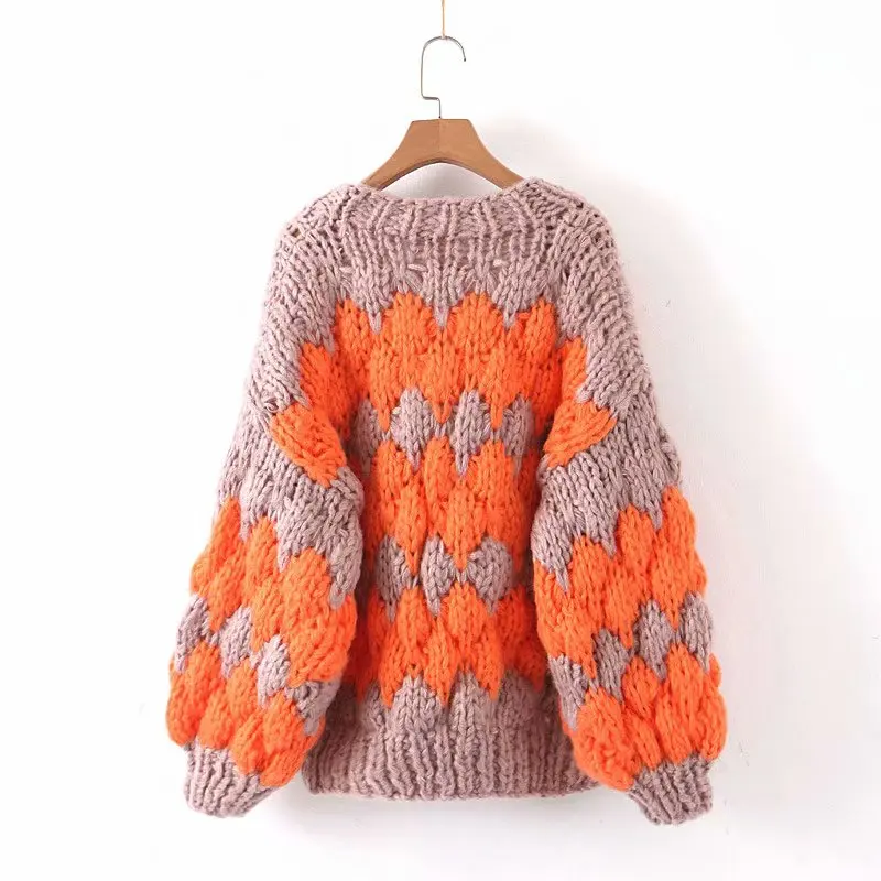 Pure manual mohair wave pattern coat high quality winter plus size cardigans patchwork orange handmade coat sweaters pink