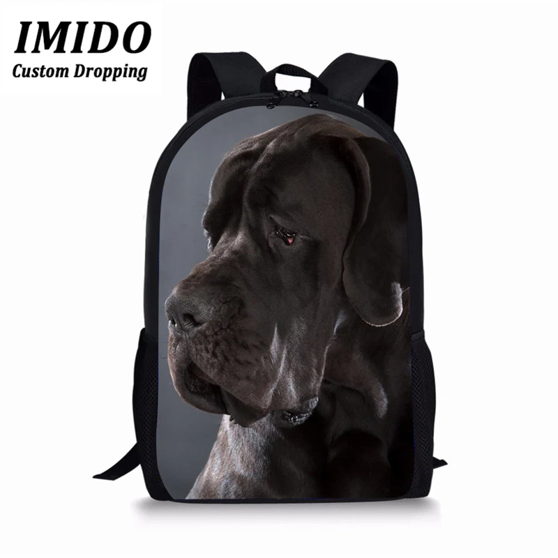 IMIDO, животные, черная собака, большой дог/мопс, Питбуль/Французский бульдог, с принтом, детские школьные сумки для учеников начальной школы, сумки для книг - Color: WLL3454C