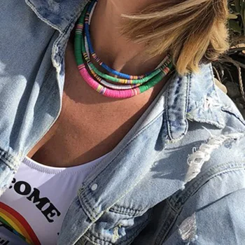 

Gothic Steampunk Necklaces for Women Handmade Rainbow Color Polymer Clay Chain Necklace Choker Women Party Jewelry 2020