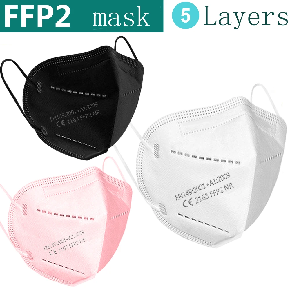 Mascarilla facial FFP2 KN95, Máscara protectora contra el polvo, filtración contra la gripe, color blanco y negro