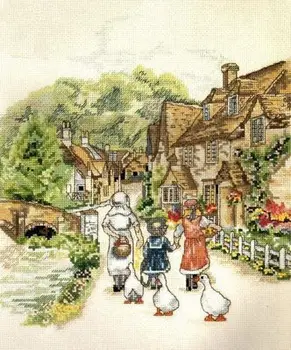 

GG Yesterday's Series of School Road Counted Cross Stitch Kit Snowman and Reindeer Birds Winter Snow dim 08824