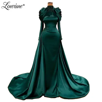 

Vintage Satin Formal Evening Dresses 2020 Custom Saudi Arabia Mermaid Beaded Dubai Turkish Kaftans Party Gowns Robe De Soiree