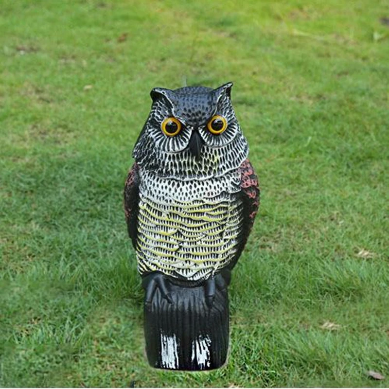 Large Realistic Owl Decoy Rotating Head Weed Pest Control