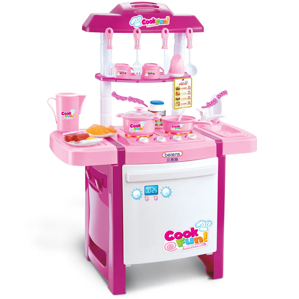 

Beiens New 6663f Children Play House Kitchen Toy Sets with Sound Light Model Cooking