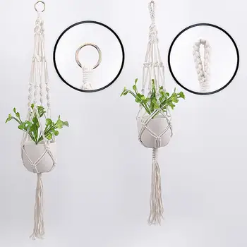 

Handmade Garden Hanging Plant Flower Pot Holder Basket Cotton Rope Bonsai Hanger