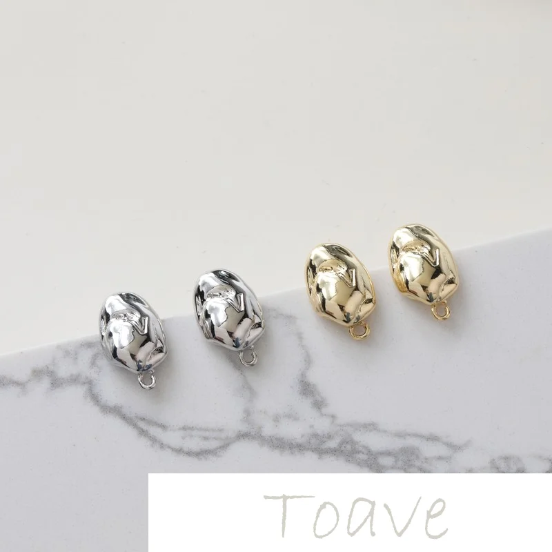 

Gold-clad copper plated real gold irregular oval silver needle diy jewelry accessories earrings material accessories