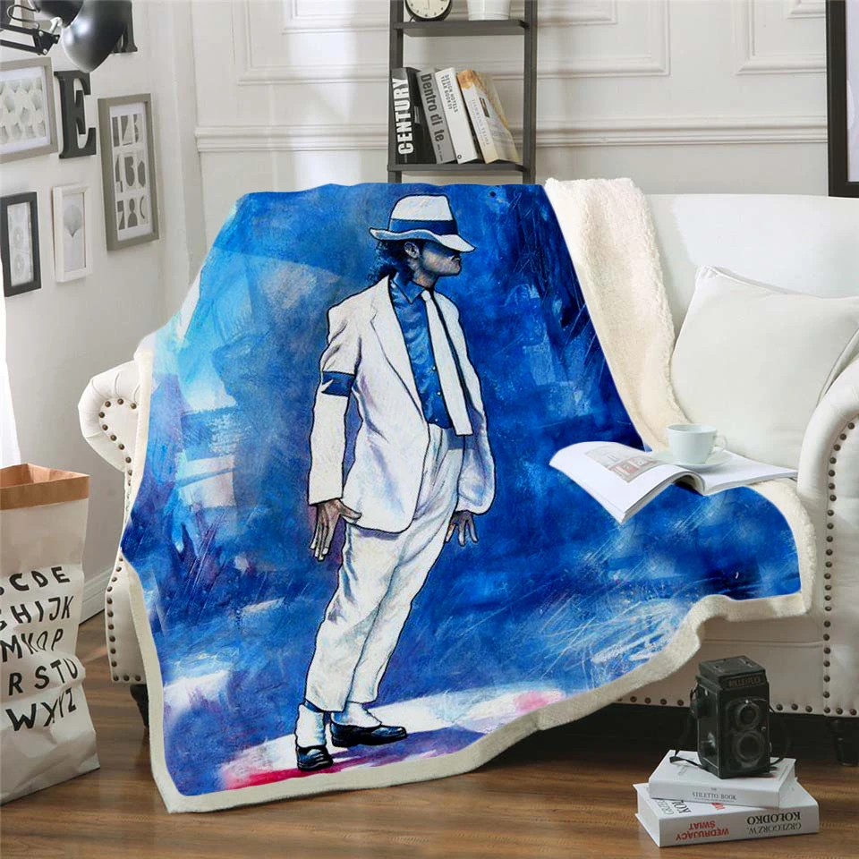 Michael Jackson 3d printed fleece blanket for Beds Hiking Picnic Thick Quilt Fashionable Bedspread Sherpa Throw Blanket style-7