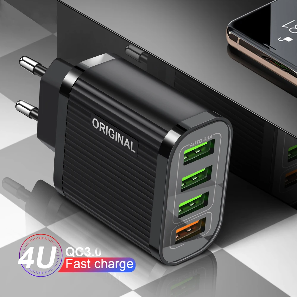 Quick Charge 3,0 4,0 универсальное USB зарядное устройство 35 Вт 4 порта QC3.0 адаптер питания для быстрой зарядки для iPhone 11 samsung S8 Xiaomi зарядное устройство
