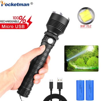

Powerful Flashlight XHP70.2 Xlamp LED Flashlight XHP50 LED Torch Waterproof Lanterna Zoom Flashlight with 18650 Battery