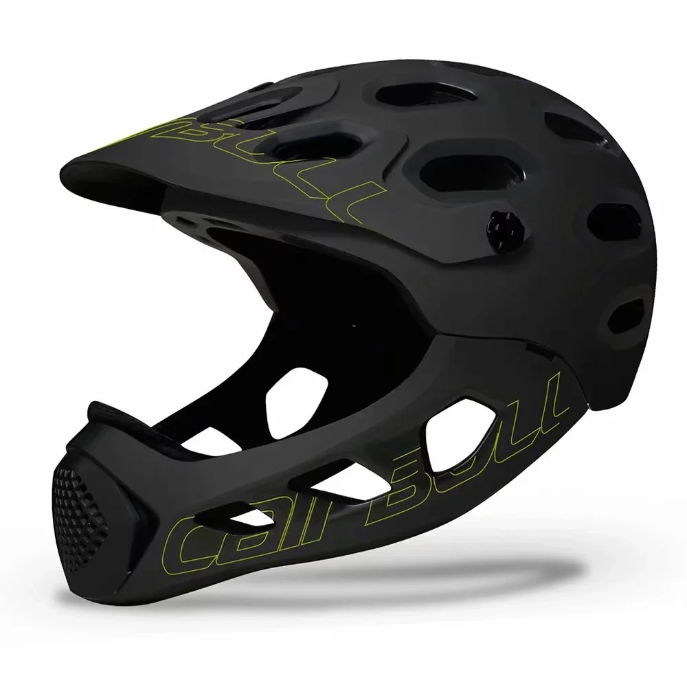 Взрослый полный шлем Экстремальные виды спорта DH AM велосипедный шлем для горного велосипеда со съемным подбородком бар и защитное снаряжение велосипедный шлем - Цвет: black