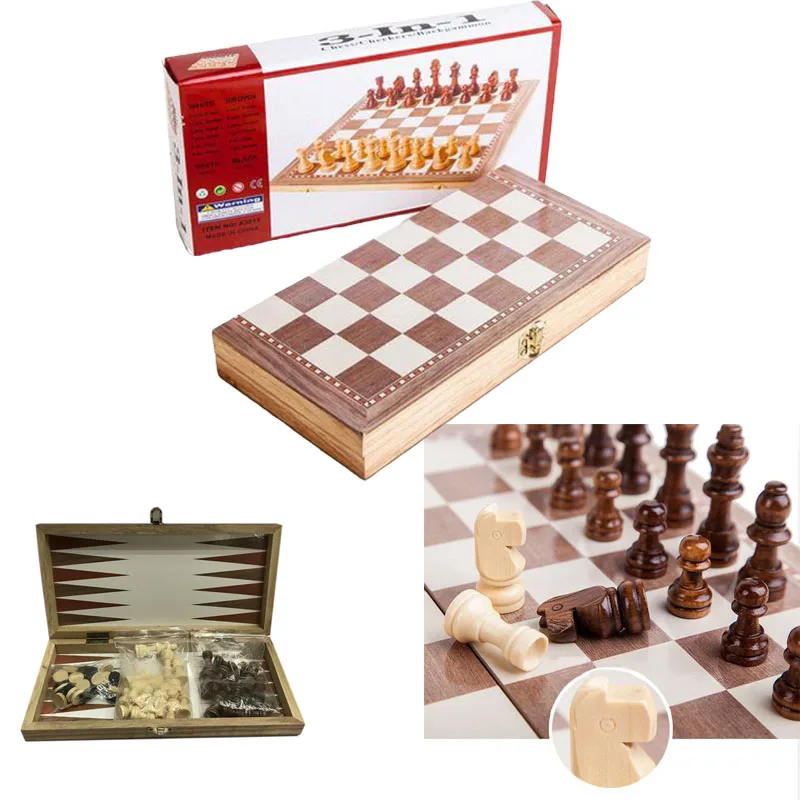 Kit 2 jogo xadrez E dama classic tabuleiro estojo pç maciças em