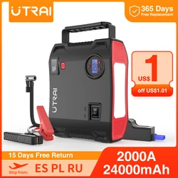 UTRAI – démarreur de saut de voiture 4 en 1, pompe à Air 24000mAh 2000a, compresseur de batterie de voiture d'urgence 12V, gonfleur de pneus numérique 150PSI 