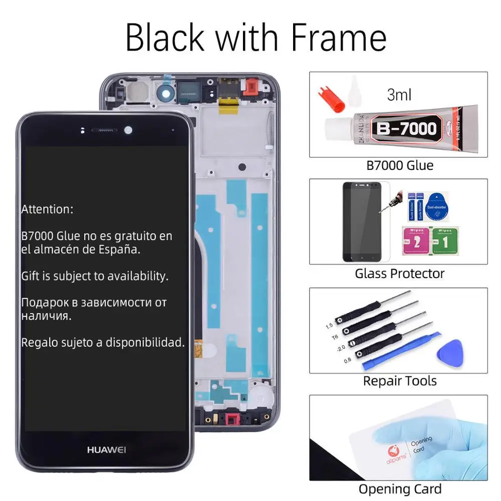 Дисплей для HUAWEI P8 Lite LCD в сборе с тачскрином на рамке 5.2‘’ черный золото белый синий - Цвет: With Frame Black