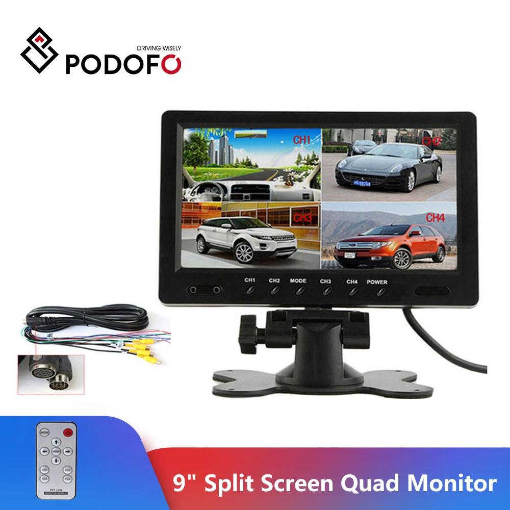 9" Car Quad Split Auto LCD Monitor Screen 4 Display Security Rear View Monitor 9" Car Quad Split Auto LCD Monitor Screen 4 Display Security Rear View Monitor