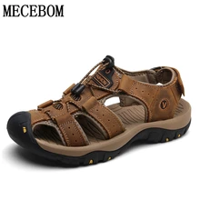 Летние мужские классические сандалии удобная обувь из натуральной кожи Большие размеры 46 мягкие мужские пляжные сандалии в римском стиле