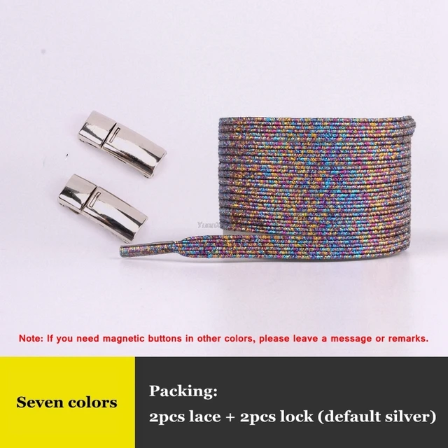 New Rainbow Magnetic Lock Shoelaces Elastic No tie Shoe laces Sneakers Shoelace Kids Adult Lazy Laces One Size Fits All Shoes Seven colors