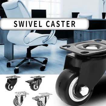 

4pcs 1/1.5inch Furniture Casters Wheels Soft Rubber Swivel Caster Silver Roller Wheel For Platform Trolley Chair Household