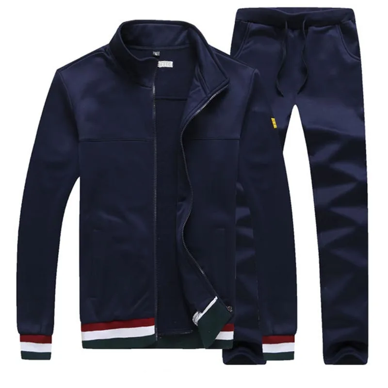 dark blue Толстовки повседневные мужские модные спортивные куртки+ брюки Мужской свитер осень-зима толстовка - Цвет: dark blue