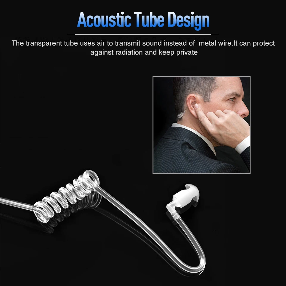 10/20pcs Retevis Walkie Talkie 2 Pin Earpiece Acoustic Tube Headset Transceiver for Baofeng UV 5R for Quansheng UV K5 RT22 Radio