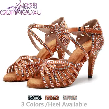 

2020 Jazz Salsa Ballroom Latin Dance Shoes For Dancing Women Training Ladies Tap Pole Cow Outsole Pointe Heel Summer Sandal 7164