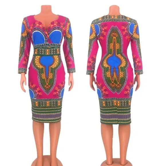 Новое летнее сексуальное модное стильное платье с принтом, Африканское женское платье из полиэстера длиной до колена, S-3XL
