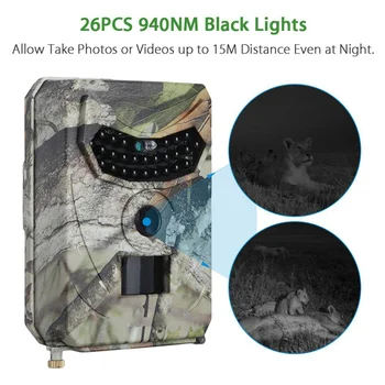 

1080P Hunting Camera 26 IR LEDs Infrared Night Vision Hunting Scouting Camera IP56 Waterproof 0.8s Trigger Speed Outdoor Camcord