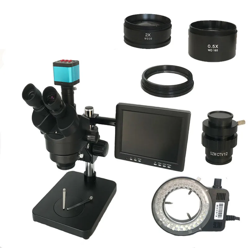 

3.5X-90X Indutrial Trinocular stereo microscope 14MP HDMI USB digital Camera microscopio 8" LCD Monitor for jewelry phone repair