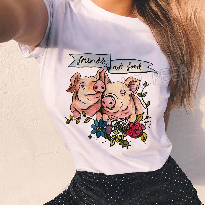 Новое поступление летняя футболка с принтом для друзей не еды свиньи