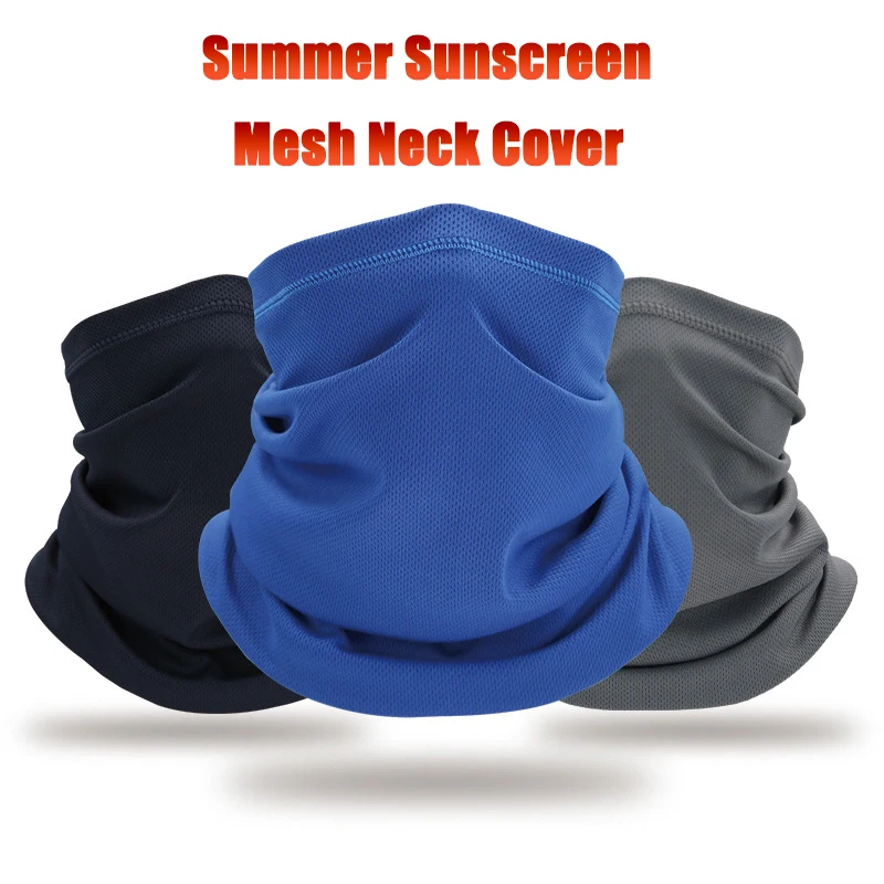 

Summer Ice Silk Sunscreen Balaclava Hat Mesh Bandana Neck Gaiter Unisex Tube Motorcycle Dustproof Face Cover Sun Protection Hood