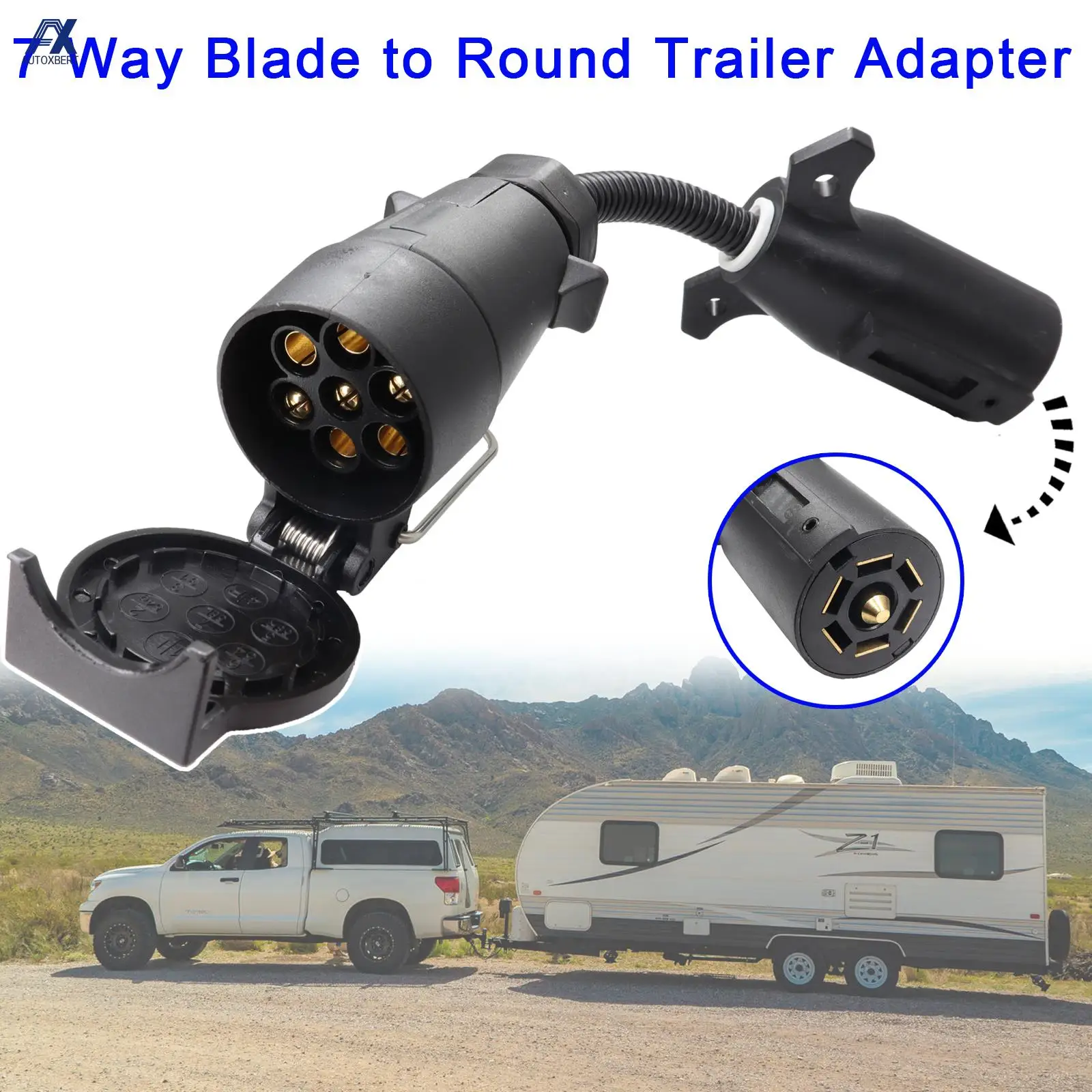 7 Way RV Blade to 7 Pin Trailer Round Socket Female Plug Connector Adaptor Universal for RV Camper Caravan Car Accessories 50ja universal 7 pin plug socket car trailer rv cable connector trailer power supply round 7 way socket plug