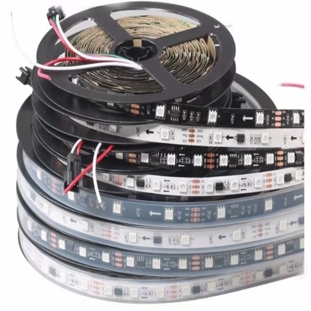 #Best 1m 5m 12V LED Pixel Strip WS2811 Programmable Addressable 30 60 leds m External 1 IC 2811 Control 3 Leds 5050 RGB LED Tape