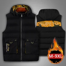 Зимняя мужская куртка 8XL размера плюс, брендовый хлопковый жилет, майки больших размеров на плечах, хлопковый жилет 9XL 7XL